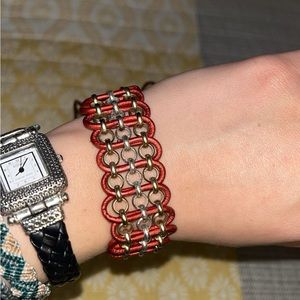 leather sizable red bracelet ❣️HANDMADE ❣️